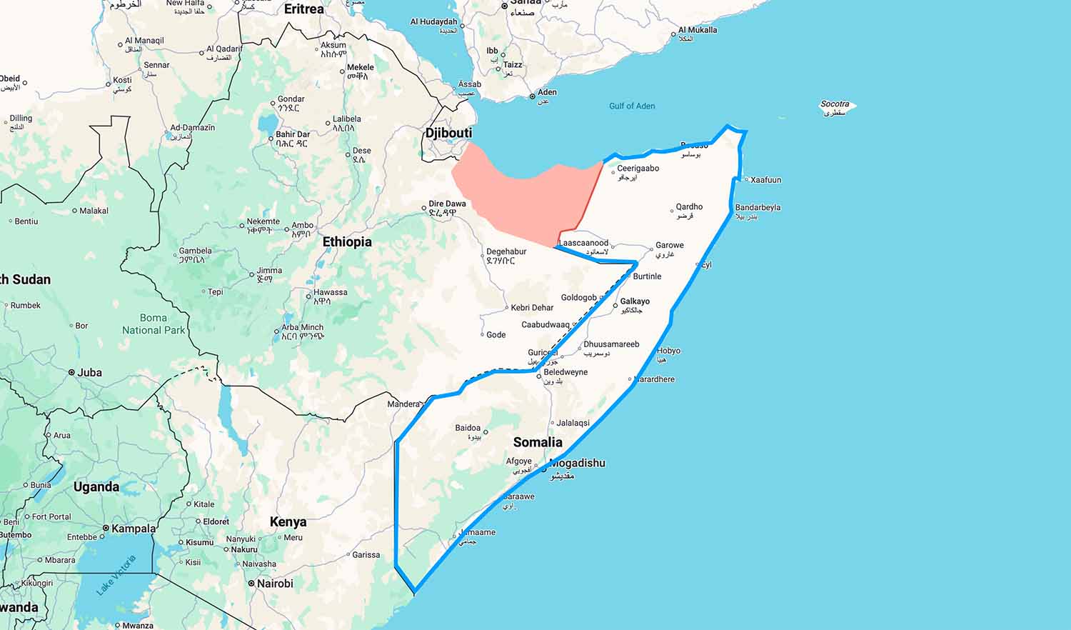 map of somaliland and somalia